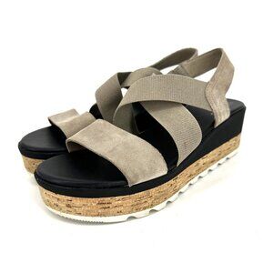 Sorel Cameron Strappy Wedge Platform Sandals Tan Taupe Size 9